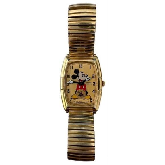 Seiko Mickey Mouse Gold Quartz Watch Disney 1980s – For Parts/Repair - Picture 1 of 11